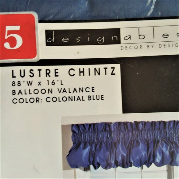 Valance Curtain Balloon VTG Designables Luster Chintz Colonial Blue 88 X 16 New - Picture 3 of 3